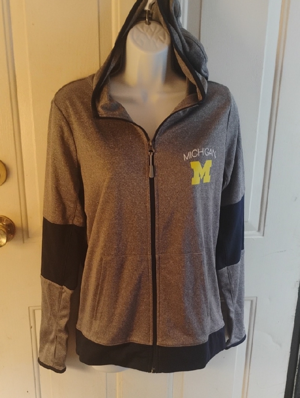 Champion Gray & Navy Michigan Full Zip-Up Bomber Jacket